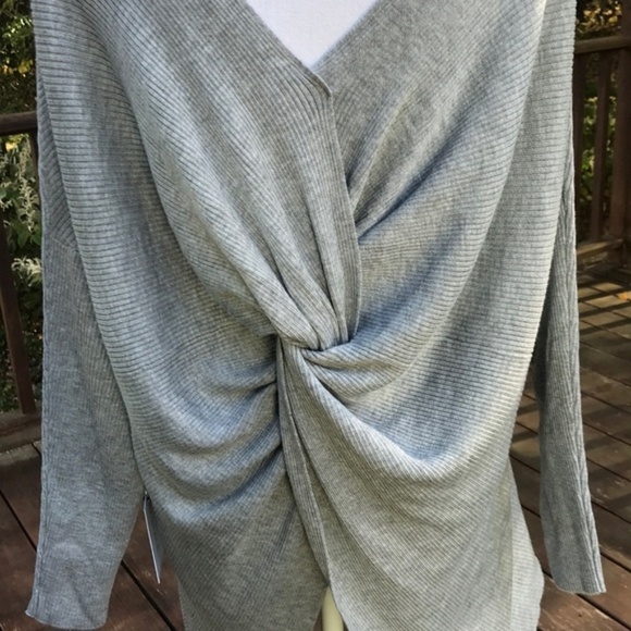 NWT! 1.State XS grey Ribbed knot back sweater - Picture 5 of 8
